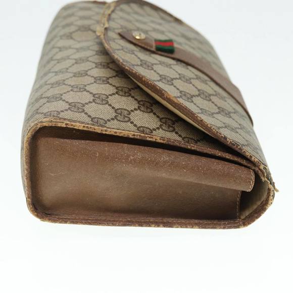 GUCCI GG Supreme Web Sherry Line Clutch Bag PVC Beige Red 89 01 031 Auth 89507 - Picture 3 of 16